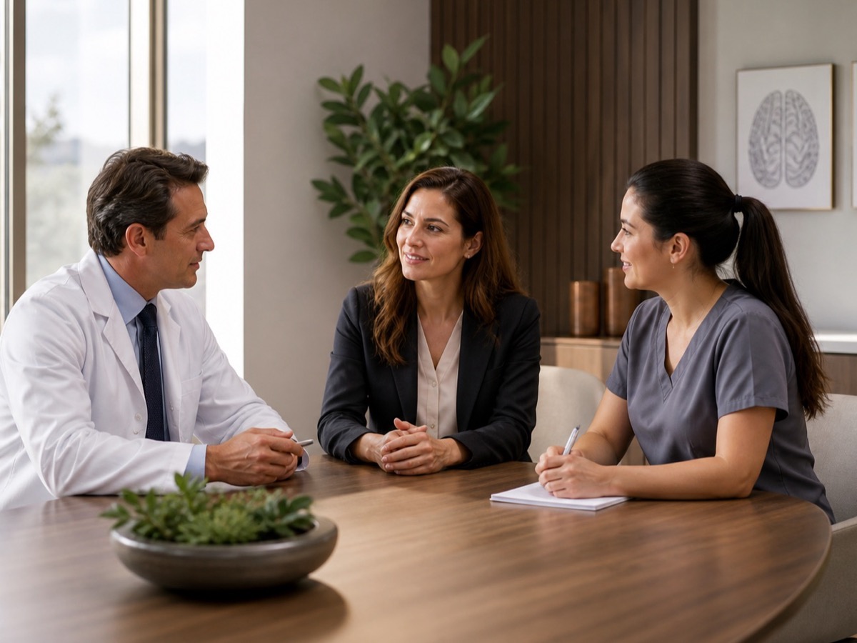 Physicians and practice administrators around a conference table