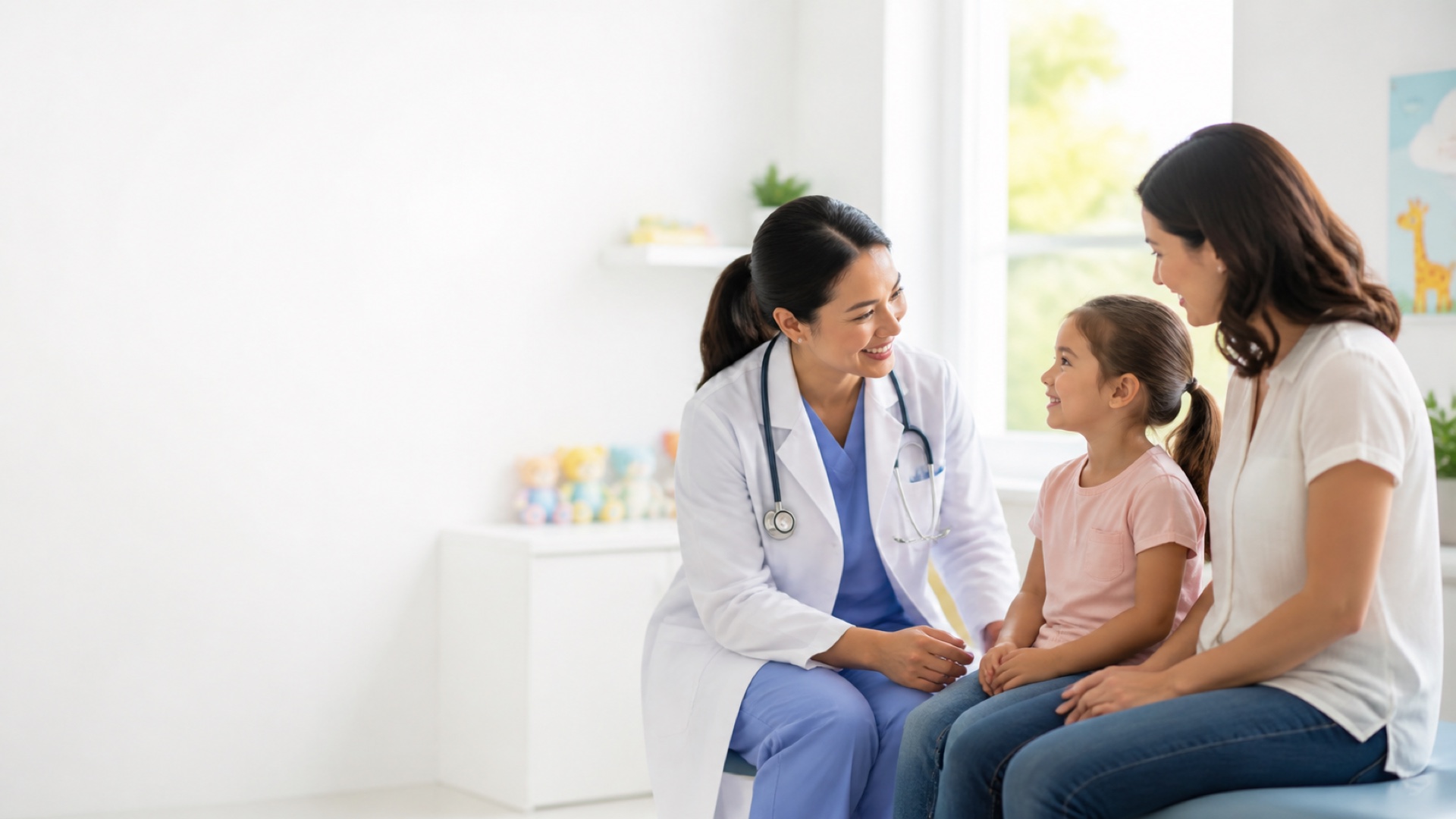A pediatric care team with a young patient
